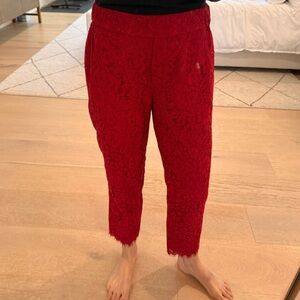 J.Crew Red Lace Cropped Pants